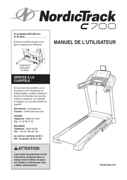 NordicTrack NETL90716 C700 TREADMILL Manuel utilisateur