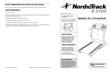 NordicTrack NETL9513 E3700 TREADMILL Manuel utilisateur | Fixfr