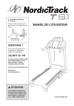 NordicTrack NETL99810 T9.1 TREADMILL Manuel utilisateur