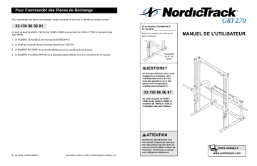 NordicTrack NTEVBE0491 GRT 270 BENCH Manuel utilisateur | Fixfr