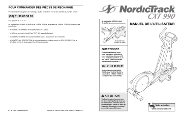 NordicTrack NTEVEL1291 CXT990 ELLIPTICAL Manuel utilisateur | Fixfr