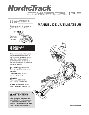 NordicTrack NTEVEL15017 Commercial 12.9 ELLIPTICAL Manuel utilisateur | Fixfr