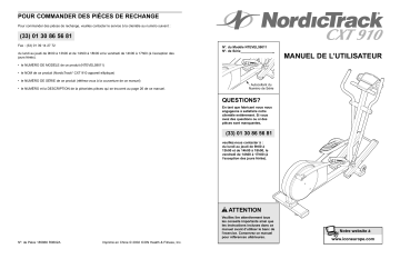 NordicTrack NTEVEL5901 CXT910 ELLIPTICAL Manuel utilisateur | Fixfr