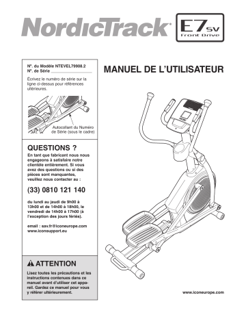 NordicTrack NTEVEL79908 E7 ELLIPTICAL Manuel utilisateur | Fixfr