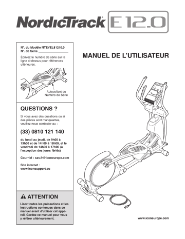 NordicTrack NTEVEL81210 E 12.0 ELLIPTICAL Manuel utilisateur | Fixfr