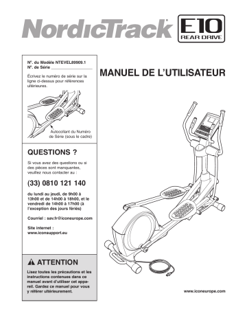 NordicTrack NTEVEL89909 E10 ELLIPTICAL Manuel utilisateur | Fixfr