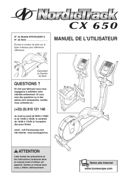 NordicTrack NTEVEL96207 CX 650 ELLIPTICAL Manuel utilisateur