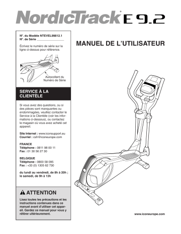 NordicTrack NTEVEL99812 1568242 E9.2 ELLIPTICAL Manuel utilisateur | Fixfr