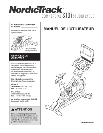 NordicTrack NTEVEX14718 S10 i Studio Bike Exercise Bike Manuel utilisateur | Fixfr