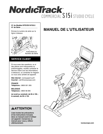 NordicTrack NTEVEX16720 Commercial S15i Studio Cycle BIKE Manuel utilisateur | Fixfr