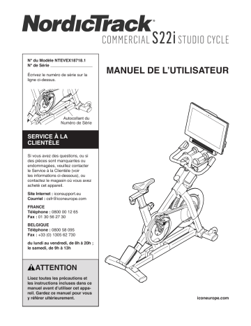 NordicTrack NTEVEX18718 Commercial S22i Studio Bike BIKE Manuel utilisateur | Fixfr