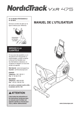 NordicTrack NTEVEX84916 VXR 475 BIKE Manuel utilisateur