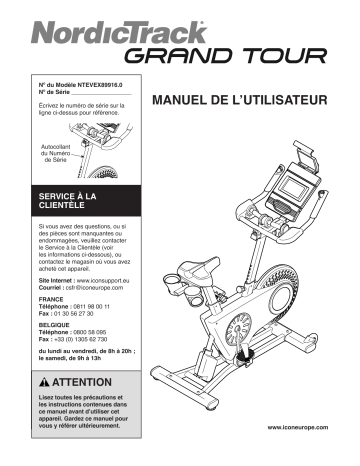 NordicTrack NTEVEX89916 Grand Tour BIKE Manuel utilisateur | Fixfr