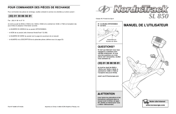 NordicTrack NTEVEX9983 SL850 BIKE Manuel utilisateur | Fixfr