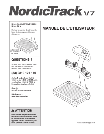 NordicTrack NTEVVB14808 V7 VIBRATION Manuel utilisateur | Fixfr