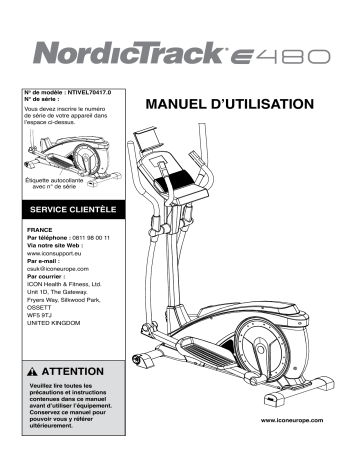 NordicTrack NTIVEL70417 E480 ELLIPTICAL Manuel utilisateur | Fixfr