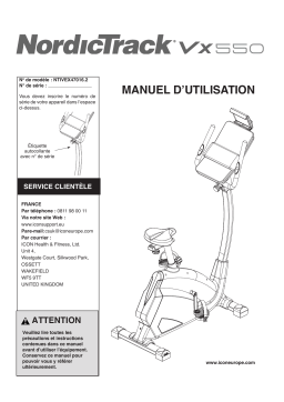 NordicTrack NTIVEX47016 VX 550 Exercise Bike Manuel utilisateur