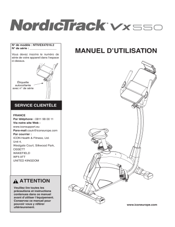 NordicTrack NTIVEX47016 VX 550 Exercise Bike Manuel utilisateur | Fixfr