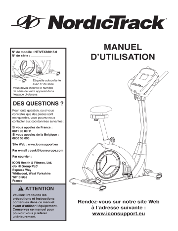 NordicTrack NTIVEX83015 Exercise Bike Manuel utilisateur | Fixfr