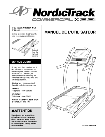 NordicTrack NTL29221-INT Commercial X22i TREADMILL Manuel utilisateur | Fixfr