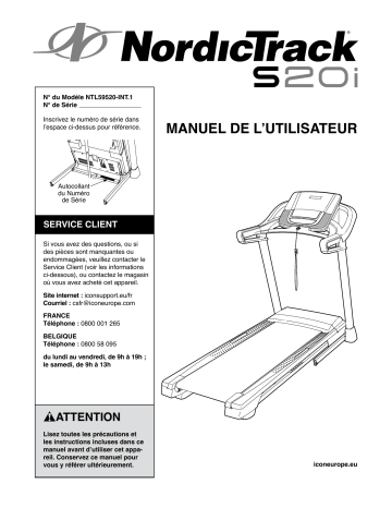 NordicTrack NTL59520-INT S 20i TREADMILL Manuel utilisateur | Fixfr