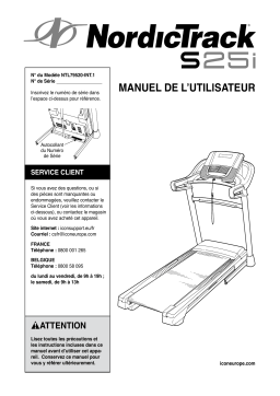 NordicTrack NTL79520-INT S 25i TREADMILL Manuel utilisateur