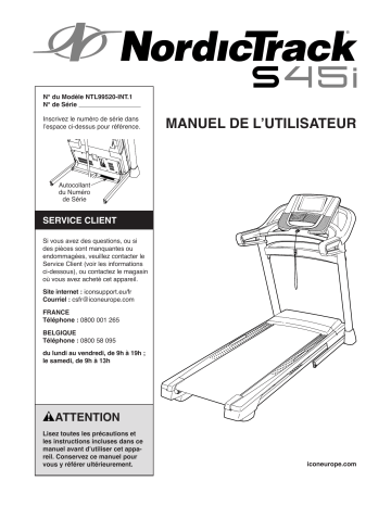 NordicTrack NTL99520-INT S45i TREADMILL Manuel utilisateur | Fixfr