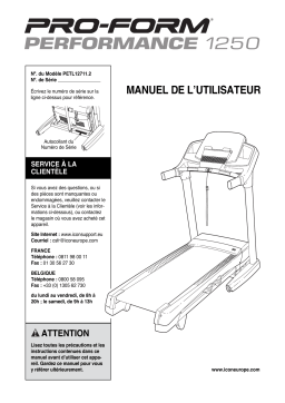 NordicTrack PETL12711 PERFORMANCE 1250 TREADMILL Manuel utilisateur