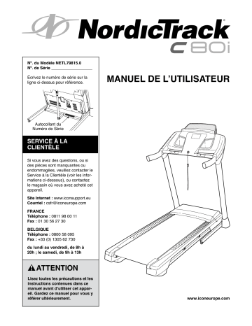 NordicTrack NETL79815 C80I TREADMILL Manuel utilisateur | Fixfr