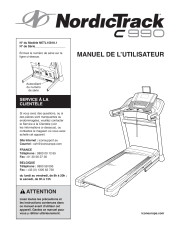 NordicTrack NETL15818 C 990 TREADMILL Manuel utilisateur | Fixfr