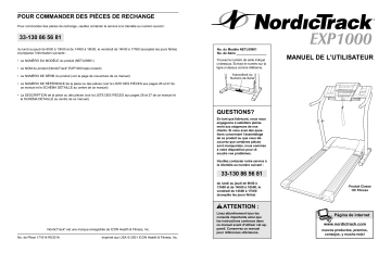 NordicTrack NETL0990 EXP 1000 TREADMILL Manuel utilisateur | Fixfr