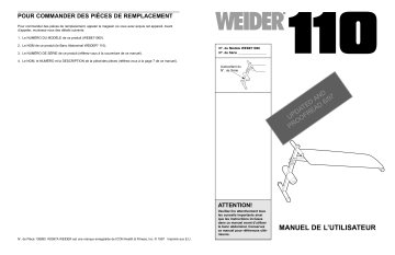 Weider WEBE1106 110 BENCH Manuel utilisateur | Fixfr