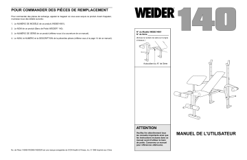 Weider WEBE1406 140 BENCH Manuel utilisateur | Fixfr