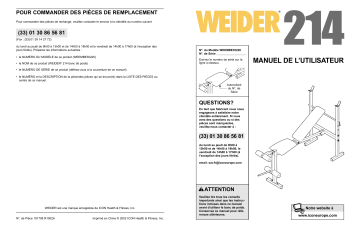 Weider WEEMBE3522 214 BENCH Manuel utilisateur | Fixfr