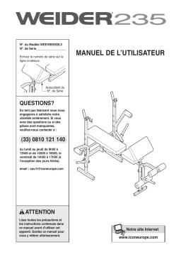 Weider WEEVBE0926 235 BENCH Manuel utilisateur