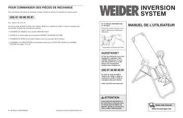 Weider WEEVBE1334 INVERSION FLEX BENCH Manuel utilisateur | Fixfr