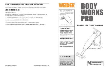 Weider WEEVBE1401 BODYWORKS PRO BENCH Manuel utilisateur | Fixfr