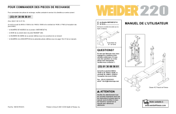 Weider WEEVBE3271 220 BENCH Manuel utilisateur | Fixfr