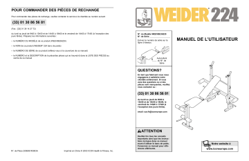 Weider WEEVBE3622 224 BENCH Manuel utilisateur | Fixfr