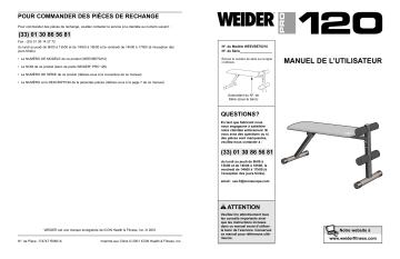 Weider WEEVBE7021 PRO 120 BENCH Manuel utilisateur | Fixfr
