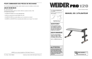 Weider WEEVBE7023 PRO 120 BENCH Manuel utilisateur | Fixfr