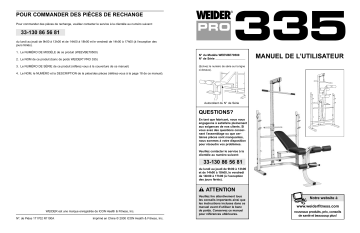 Weider WEEVBE7050 PRO 335 BENCH Manuel utilisateur | Fixfr