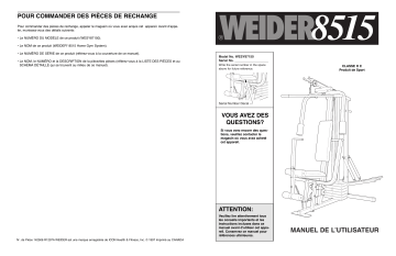 Weider WESY8715 8515 SYSTEM Manuel utilisateur | Fixfr