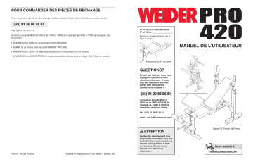 Weider WEEVBE3293 PRO 420 BENCH Manuel utilisateur | Fixfr