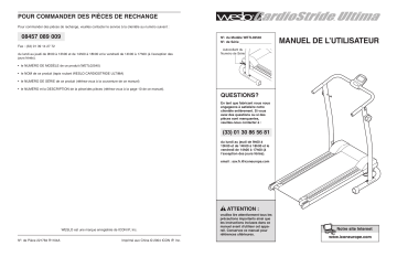 Weslo WETL0254 CARDIOSTRIDE PLUS TREADMILL Manuel utilisateur | Fixfr