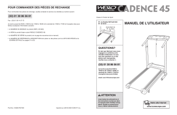 Weslo WETL0514 CADENCE 45 TREADMILL Manuel utilisateur | Fixfr