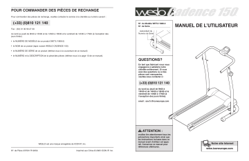 Weslo WETL11806 CADENCE 150 S TREADMILL Manuel utilisateur | Fixfr