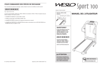 Weslo WETL1214 SPORT 100 TREADMILL Manuel utilisateur | Fixfr