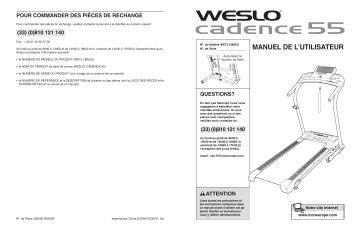 Weslo WETL13606 CADENCE 450V TREADMILL Manuel utilisateur | Fixfr