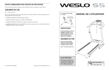 Weslo WETL13906 CADENCE S5 TREADMILL Manuel utilisateur | Fixfr